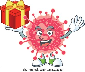 A mascot design style of coronavirus emergency showing crazy face