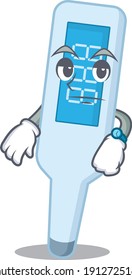 Mascot design style of digital thermometer with waiting gesture