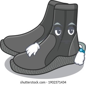 Estilo de diseño de mascota de botellas de buceo con gesto de espera