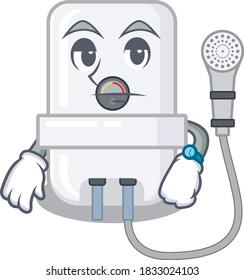 Mascot design style of electric water heater with waiting gesture