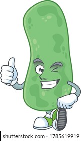 Mascot design style of enterobacteriaceae showing Thumbs up finger. Vector illustration