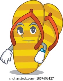 Mascot design style of flip flops with waiting gesture