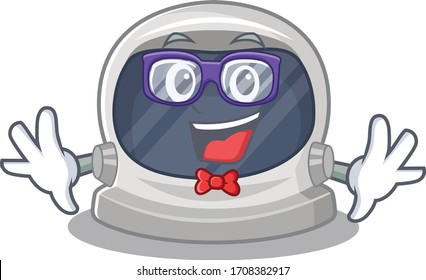 Mascot design style of geek astronaut helmet with glasses