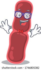 Mascot design style of geek bacillus bacteria with glasses