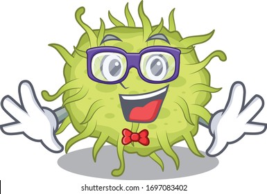 Mascot design style of geek bacteria coccus with glasses