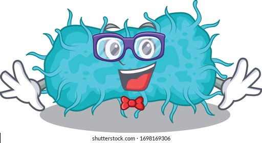 Mascot design style of geek bacteria prokaryote with glasses