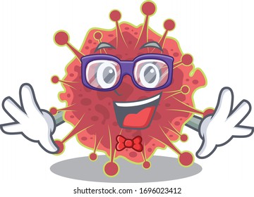 Mascot design style of geek coronaviridae with glasses