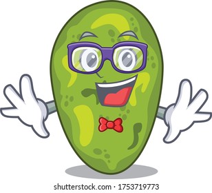 Mascot design style of geek cyanobacteria with glasses