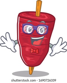 Mascot design style of geek doner kebab with glasses