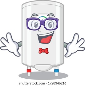 Mascot design style of geek gas water heater with glasses