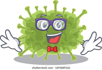 Mascot design style of geek haploviricotina with glasses