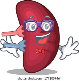 Mascot design style of geek human spleen with glasses