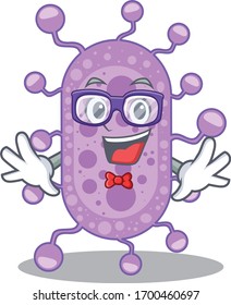 Mascot design style of geek mycobacterium with glasses