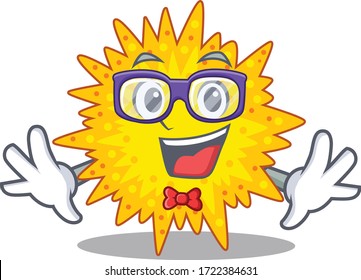 Mascot design style of geek mycoplasma with glasses