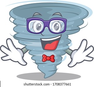 Mascot design style of geek tornado with glasses