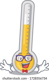 Mascot design style of geek warm thermometer with glasses
