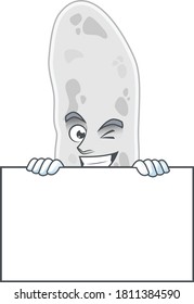 Mascot design style of gemmatimonadetes standing behind a board. Vector illustration