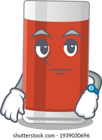 Mascot design style of glass of apple juice with waiting gesture. Vector illustration