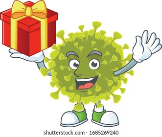 A mascot design style of global coronavirus outbreak showing crazy face