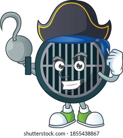 mascot design style of grill as a pirate having one hook hand. Vector illustration