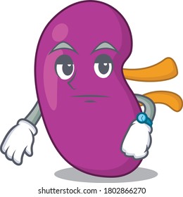 Mascot design style of kidney with waiting gesture