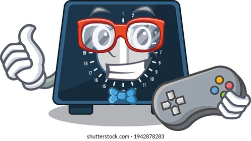 Estilo de diseño de mascota del jugador del temporizador de cocina jugando con el controlador