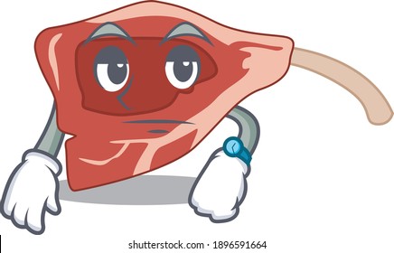 Mascot design style of lamb chop with waiting gesture. Vector illustration