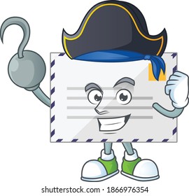 mascot design style of letter as a pirate having one hook hand. Vector illustration