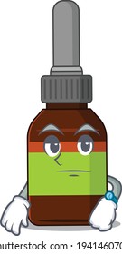 Mascot design style of liquid bottle with waiting gesture. Vector illustration