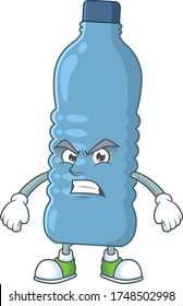 Mascot design style of mineral bottle with angry face