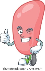 Mascot design style of neisseria gonorhoeae showing Thumbs up finger. Vector illustration