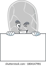 Mascot design style of nitrospirae standing behind a board. Vector illustration