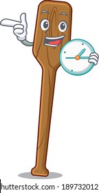 mascot design style of oars standing with holding a clock