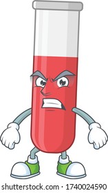 Estilo de diseño de mascota del tubo de prueba rojo con cara enfurecida