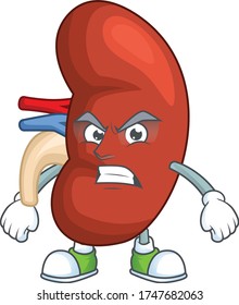 Mascot design style of right human kidney with angry face