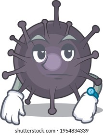 Mascot design style of salmonella with waiting gesture. Vector illustration