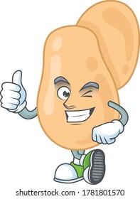 Mascot design style of sarcina showing Thumbs up finger. Vector illustration