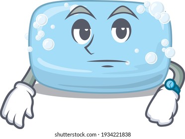 Mascot design style of soap with waiting gesture. Vector illustration