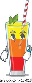 Mascot design style of tequila sunrise cocktail with waiting gesture