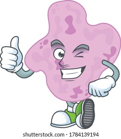 Mascot design style of tetracoccus showing Thumbs up finger. Vector illustration