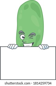 Mascot design style of thermus thermophilus standing behind a board. Vector illustration