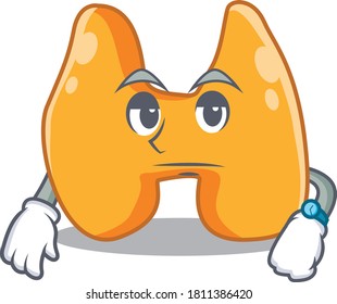 Mascot design style of thyroid with waiting gesture