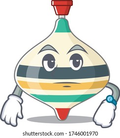 Mascot design style of top toy with waiting gesture