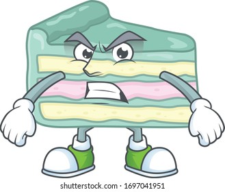 Mascot design style of vanilla slice cake with angry face