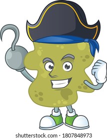 mascot design style of verrucomicrobia as a pirate having one hook hand. Vector illustration