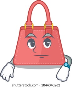 Mascot design style of women handbag with waiting gesture