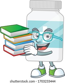 Ein Maskottdesign der Flaschenschülercharakter mit Buch