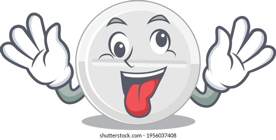 A mascot design of tablet drug having a funny crazy face. Vector illustration