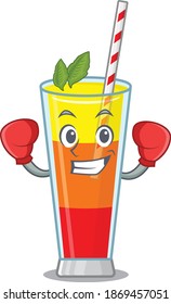 Mascot design of tequila sunrise cocktail as a sporty boxing athlete