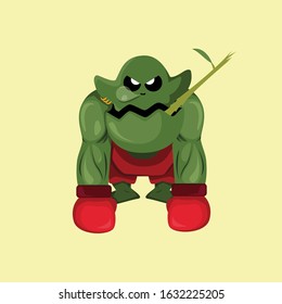 Mascot design with the theme of boxers, monkeys, and bamboo